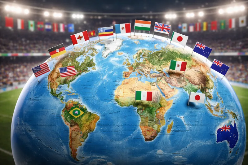 Regional football federation team lineup in stadium
